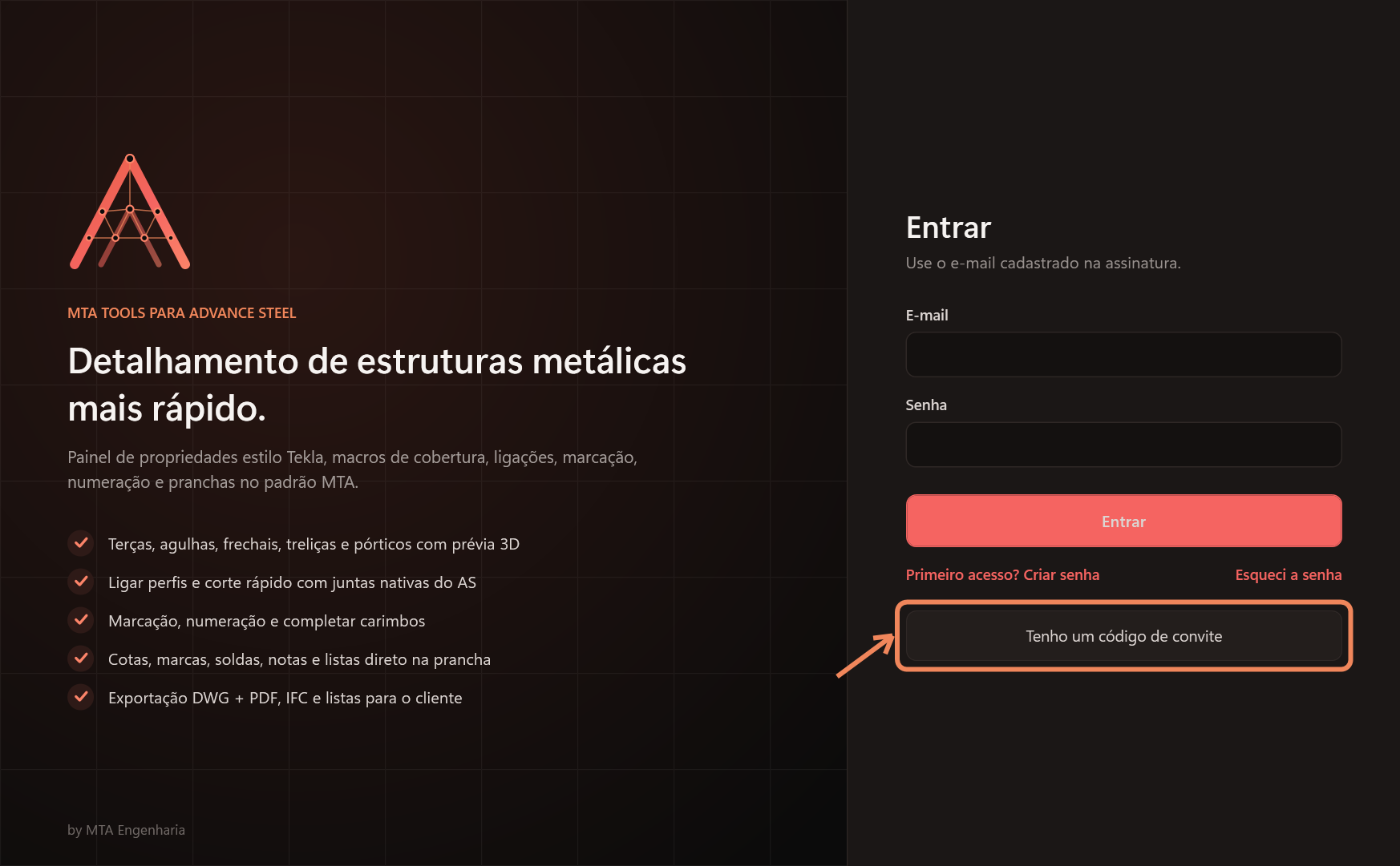 Tela de entrada do launcher