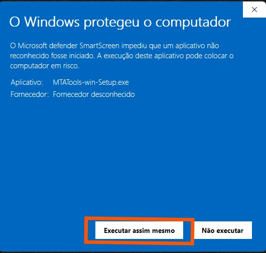 SmartScreen: Executar assim mesmo